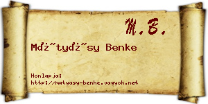 Mátyásy Benke névjegykártya